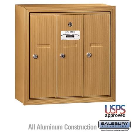 Vertical Mailbox - 3 Doors - Sandstone - Surface Mounted F473958