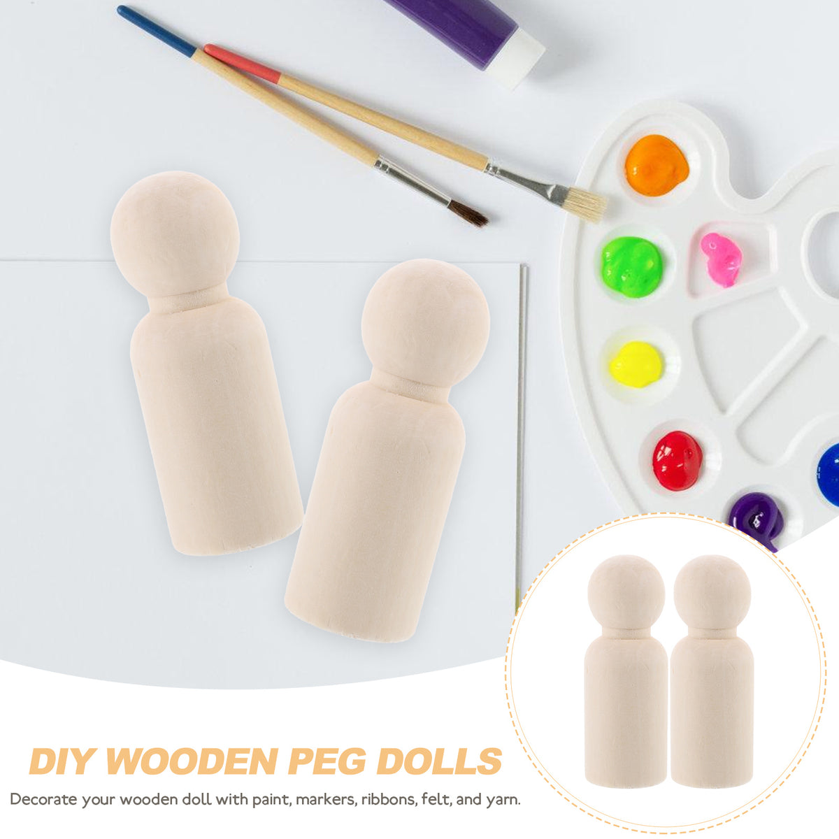 50pcs Unfinished Wooden Peg Dolls U900