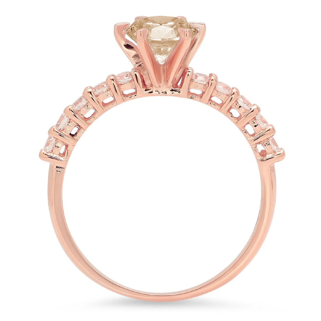 18k Rose Gold Simulated Diamond Engagement Ring H1086