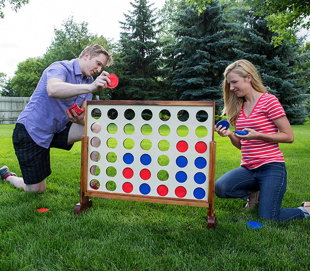 Connect in a Row Game with Carrying Case and Stained Legs and Frame H8769