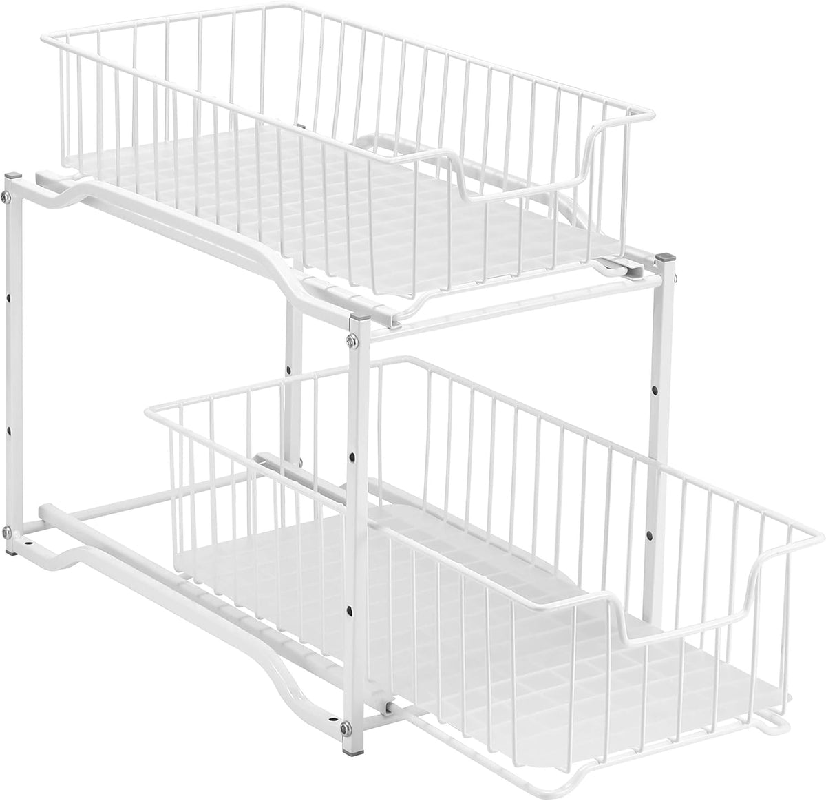 2 Pack White Stackable 2 Tier Under Sink Cabinet Organizer with Sliding Storage Drawer B768423