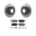 Rear Coated Drilled Slotted Disc Brake Rotors And Semi-Metallic Pads Kit L21309