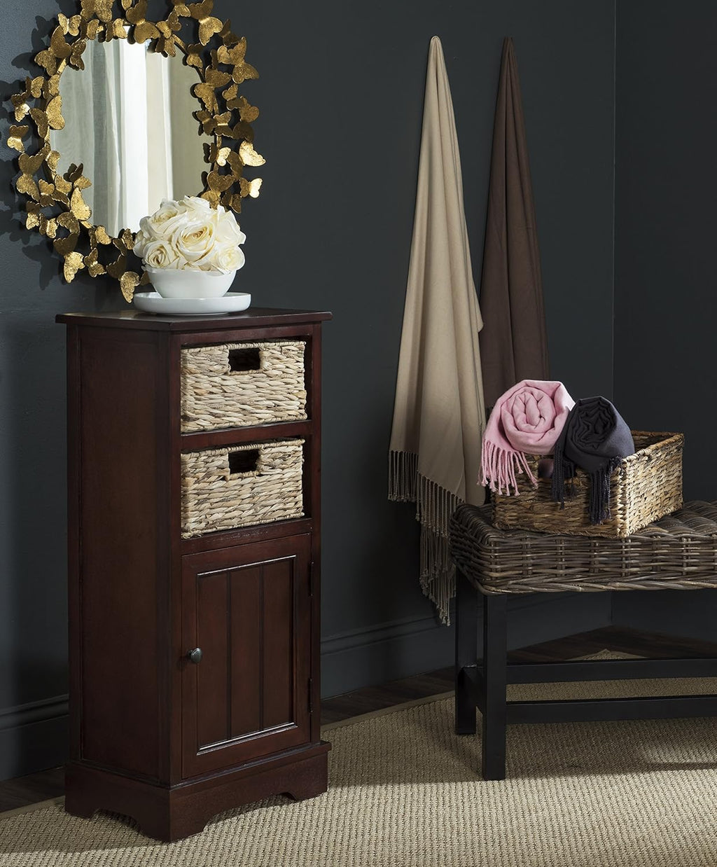 Distressed Black Cabinet Q9308