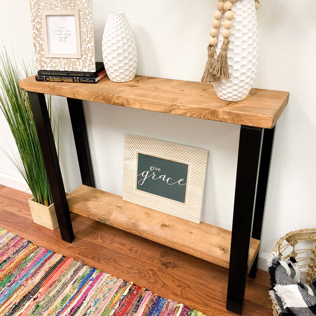 Dark Walnut Solid Wood Console Table L158