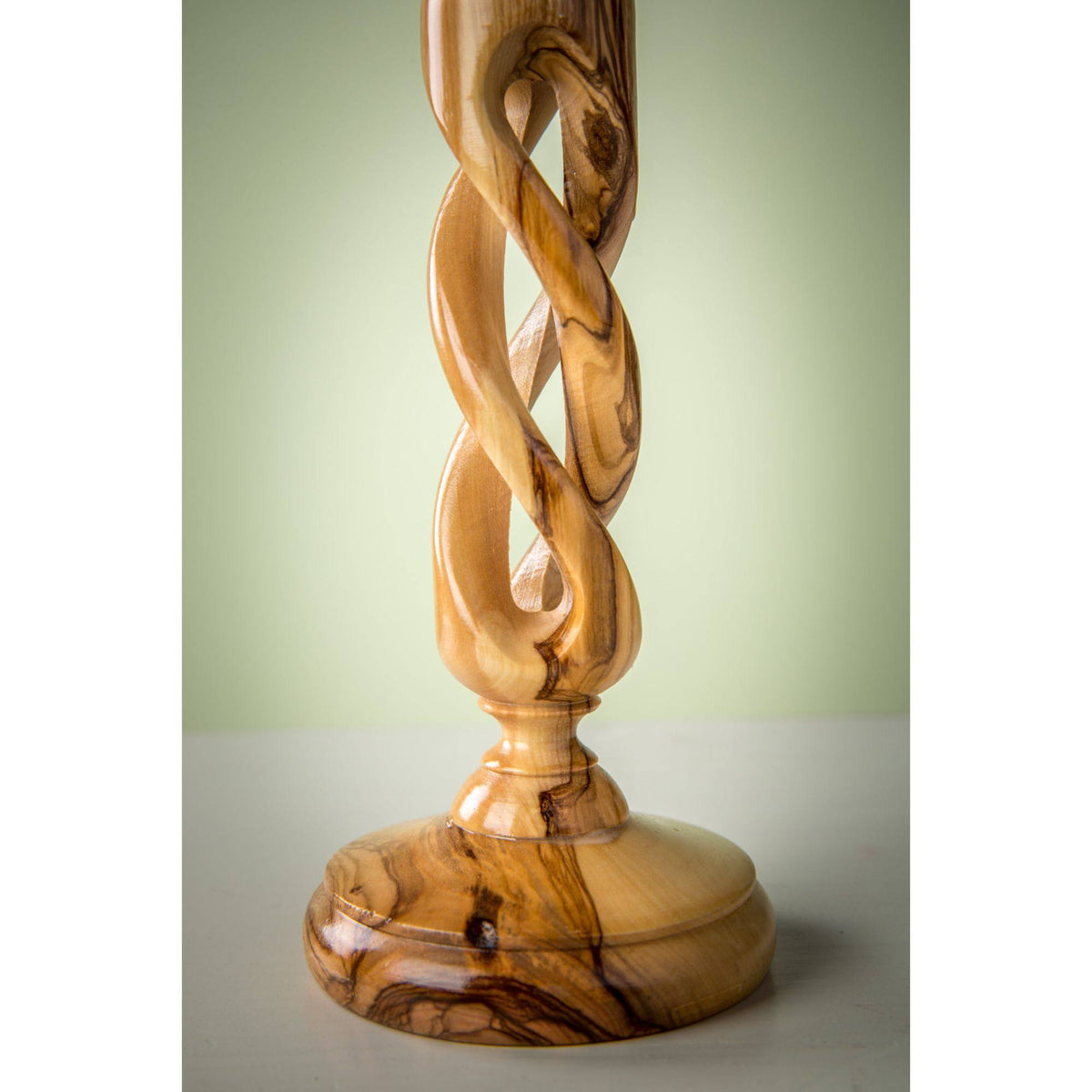 Olive Wood Winding Candle Holder I945