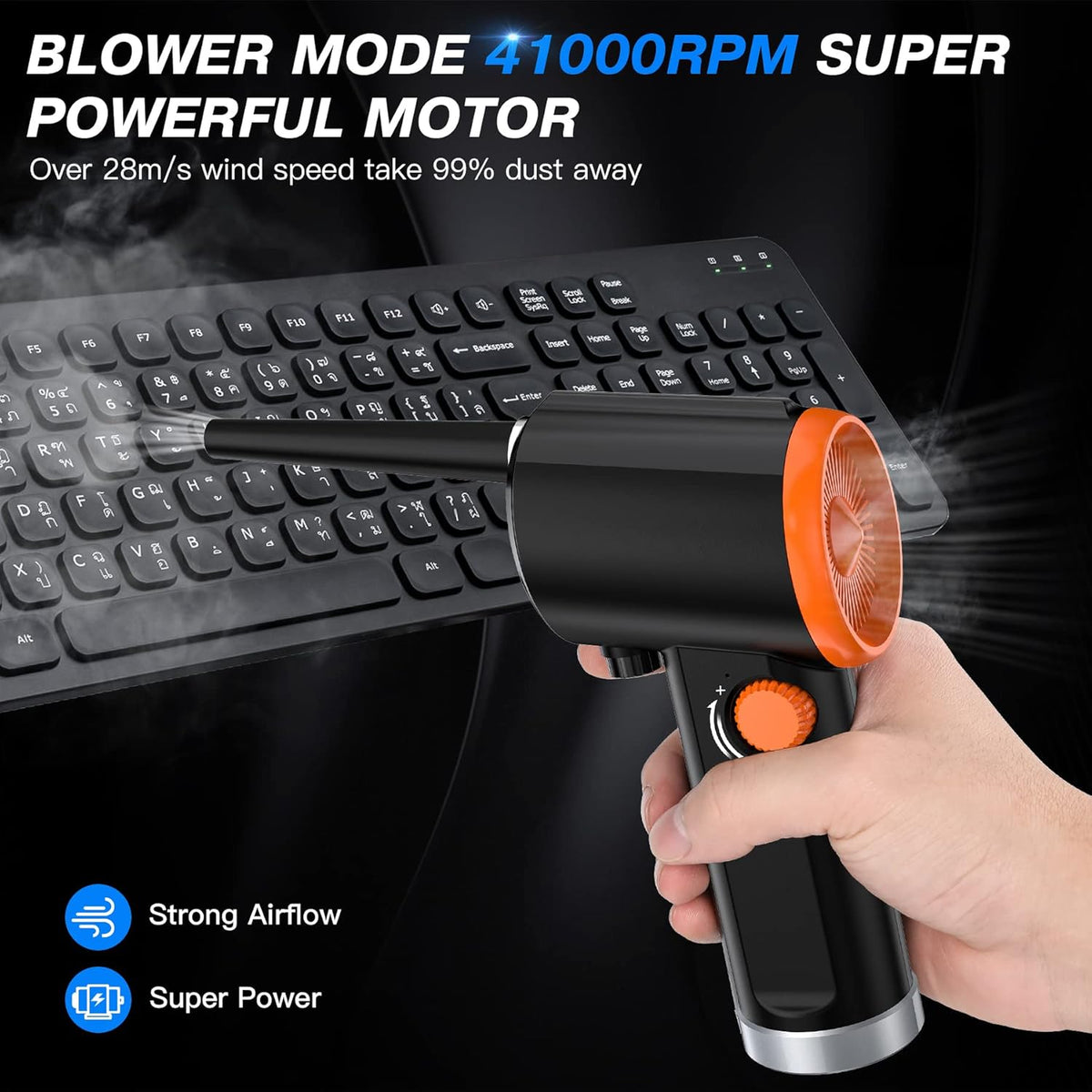 Cordless Air Blower Replaces Compressed Gas Cans, 41000 RPM, 6000mAh Rechargeable Battery W753855