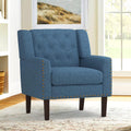 Navy Blue Linen Upholstered Button Tufted Accent Chair Z8531