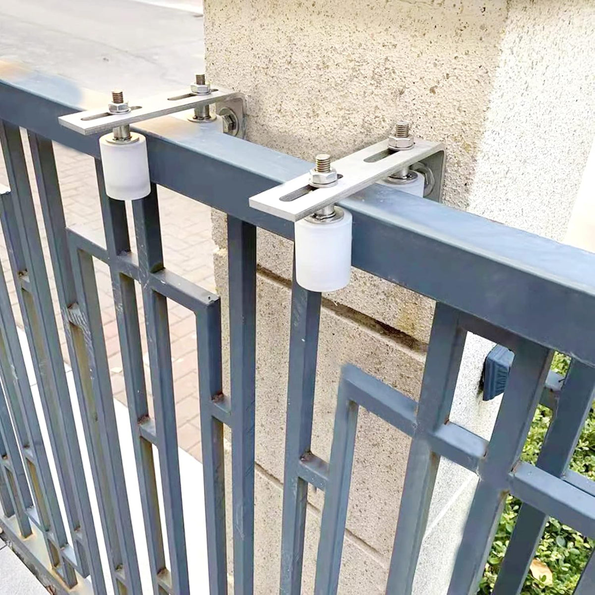 3.9 inch Pack of 2 Sliding Gate Hardware Nylon Rollers Zinc Bracket F3996