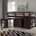 Twin Size Espresso Loft Bed with Desk and Storage Cabinet Q6630