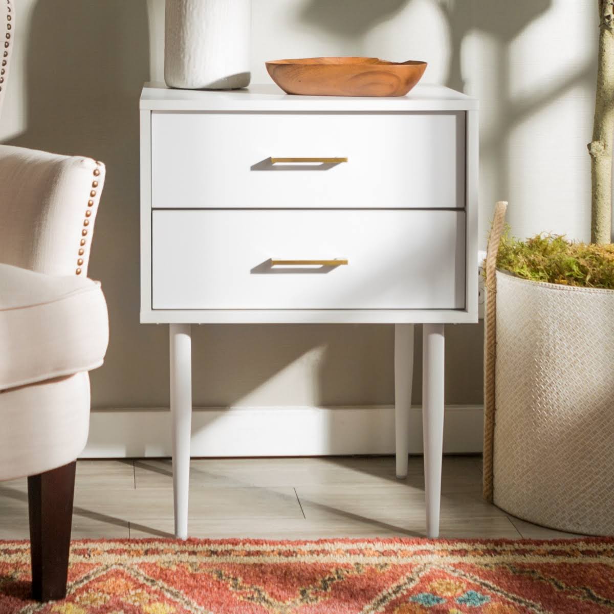 White Two-Drawer Side Table T489