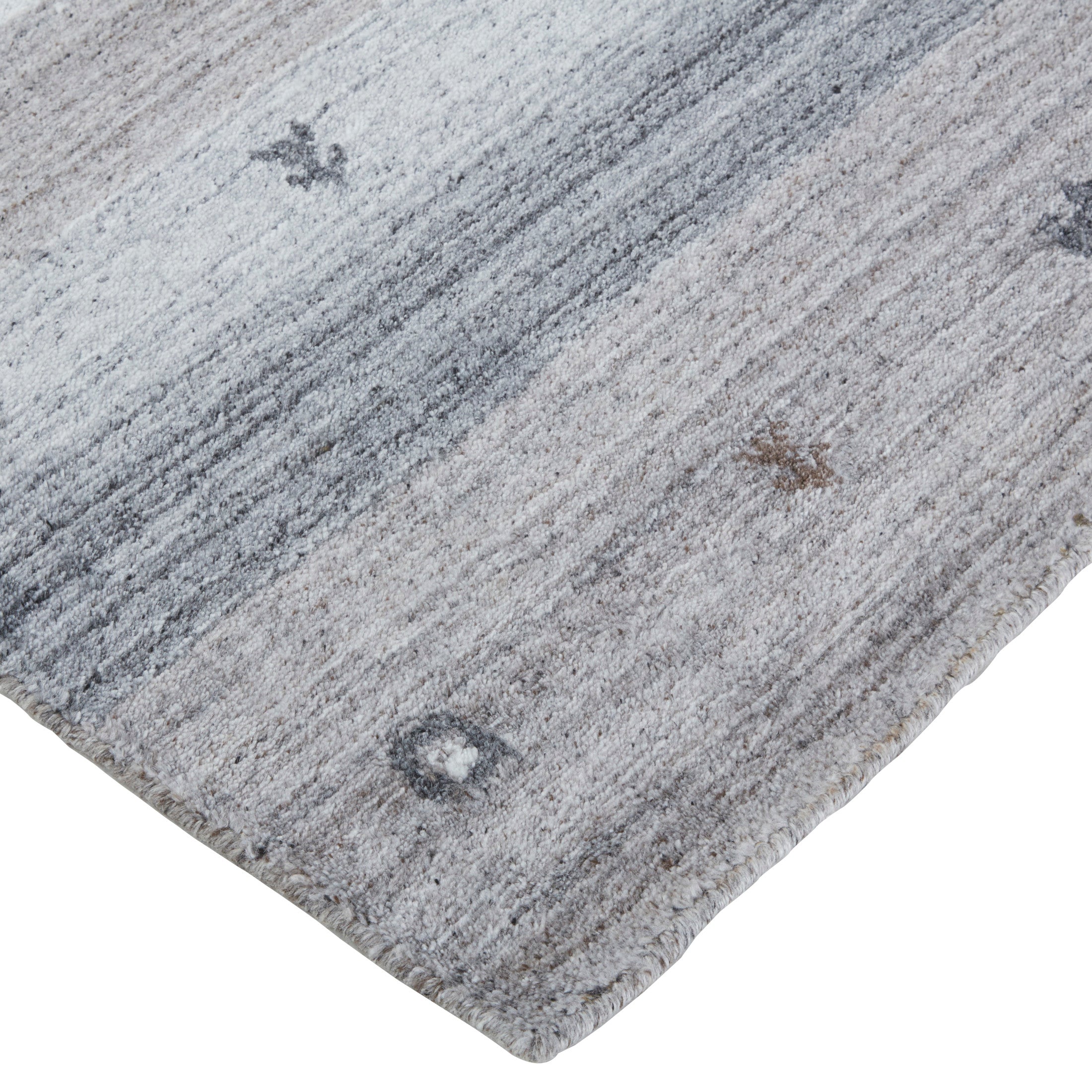 Handmade Stripes Gray Silver Black Area Rug V860