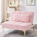 White Teddy Fabric Convertible Sofa Bed with Toss Pillows C242