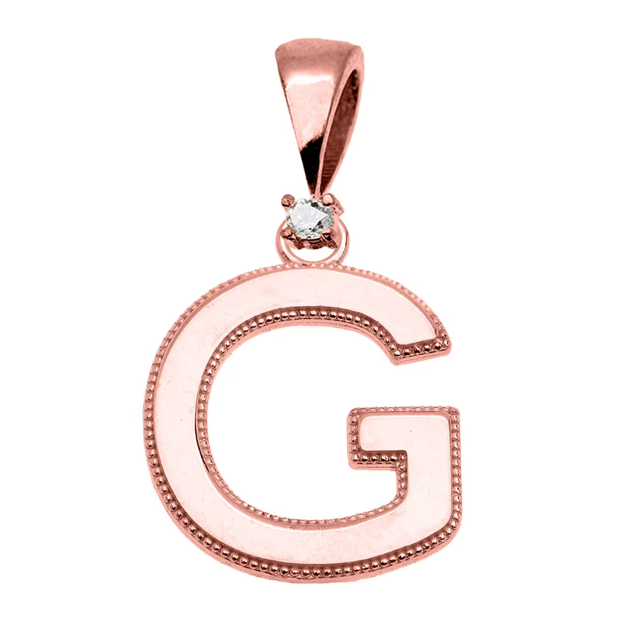 ROSE GOLD HIGH POLISH DIAMOND PENDANT NECKLACE A9040