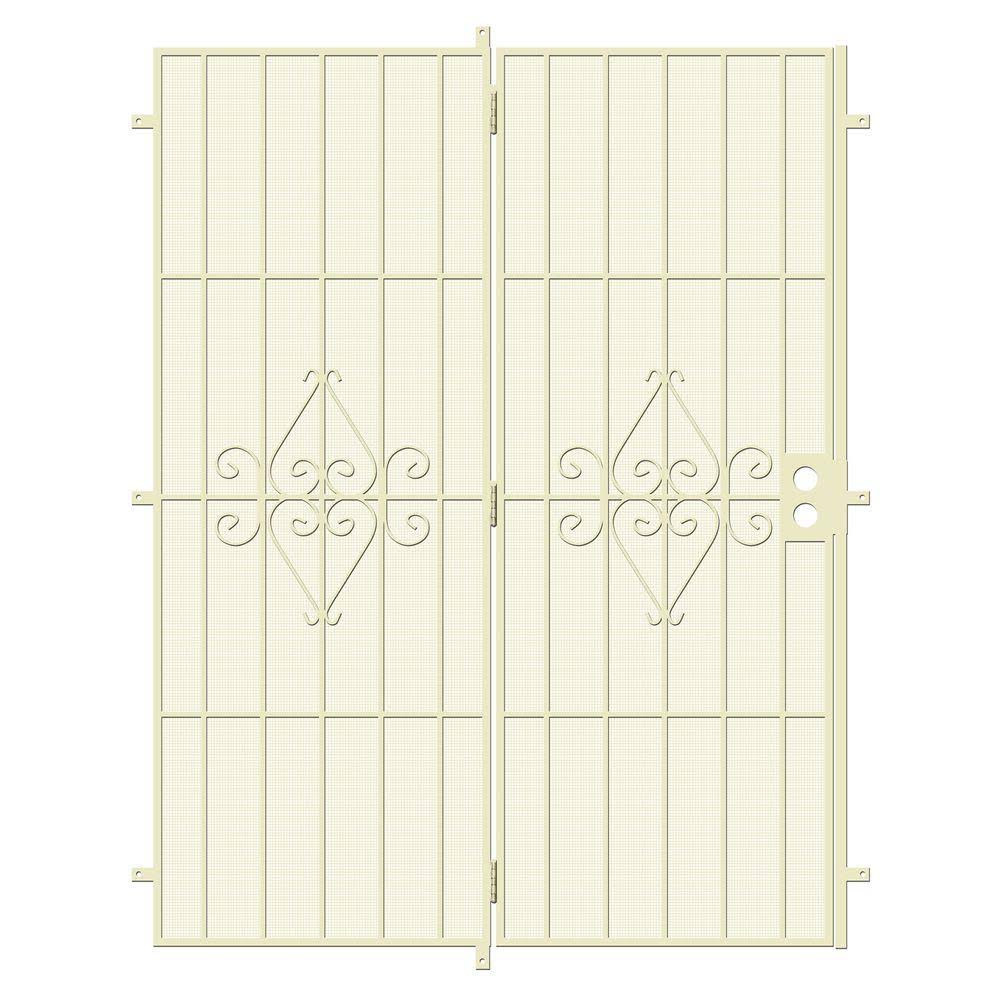 Navajo White Outswing Steel Patio Security Door with Expanded Metal J35181