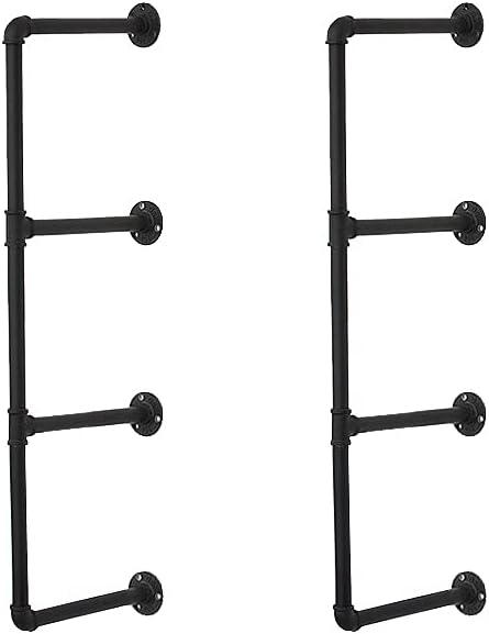 Industrial Pipe Bookcase Shelf Retro Floating Wood Shelving, Weatherd Brown C263
