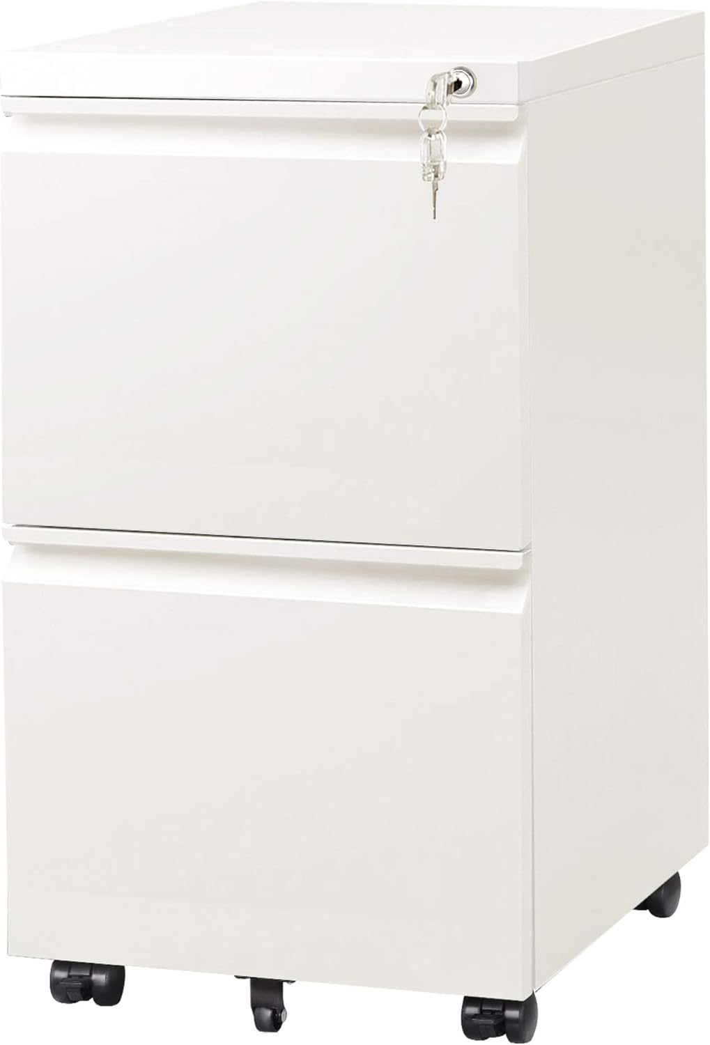 White 2-Drawer Mobile File Cabinet with Lock Q62664
