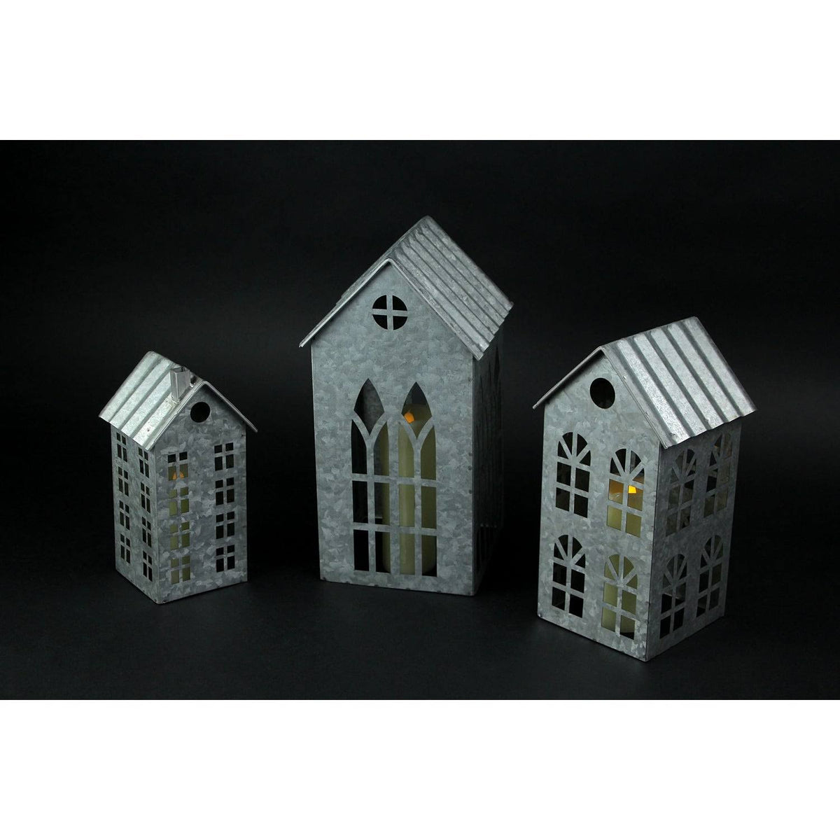 Set of 3 Metal Candle Holders O7953