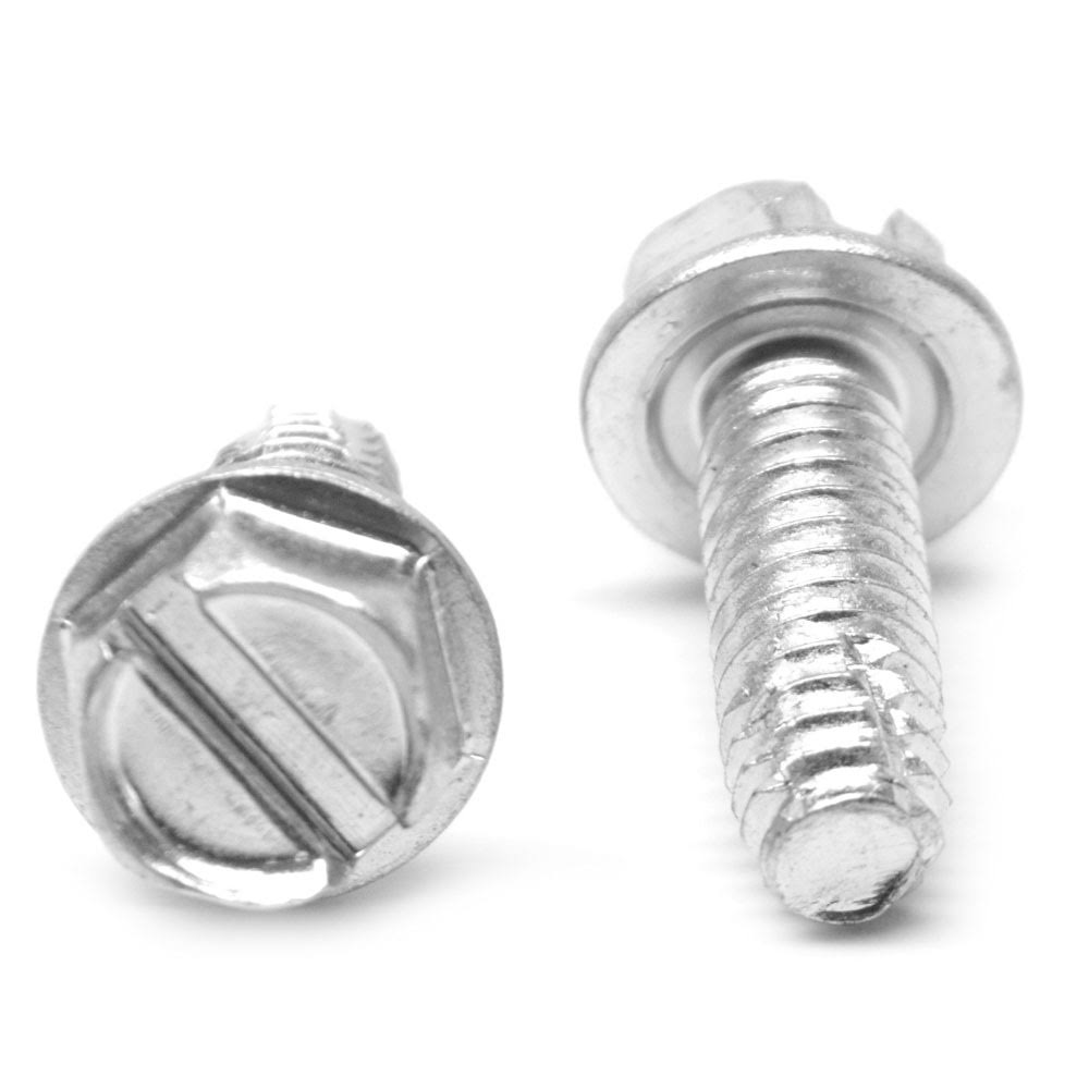 Coarse Thread Thread Cutting Screw Slotted Hex Washer Head Type F Low Carbon Steel Zinc Plated L43002