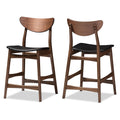 Faux Leather Counter Stool, Set of 2, Black E4035