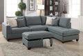 Modern Steel Fabric Reversible Sectional Sofa with 4 Accent Pillows X9136