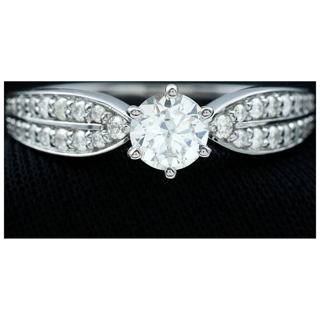 Moissanite Engagement Ring with Side Stones, 1 Carat, 925 Sterling Silver N664978
