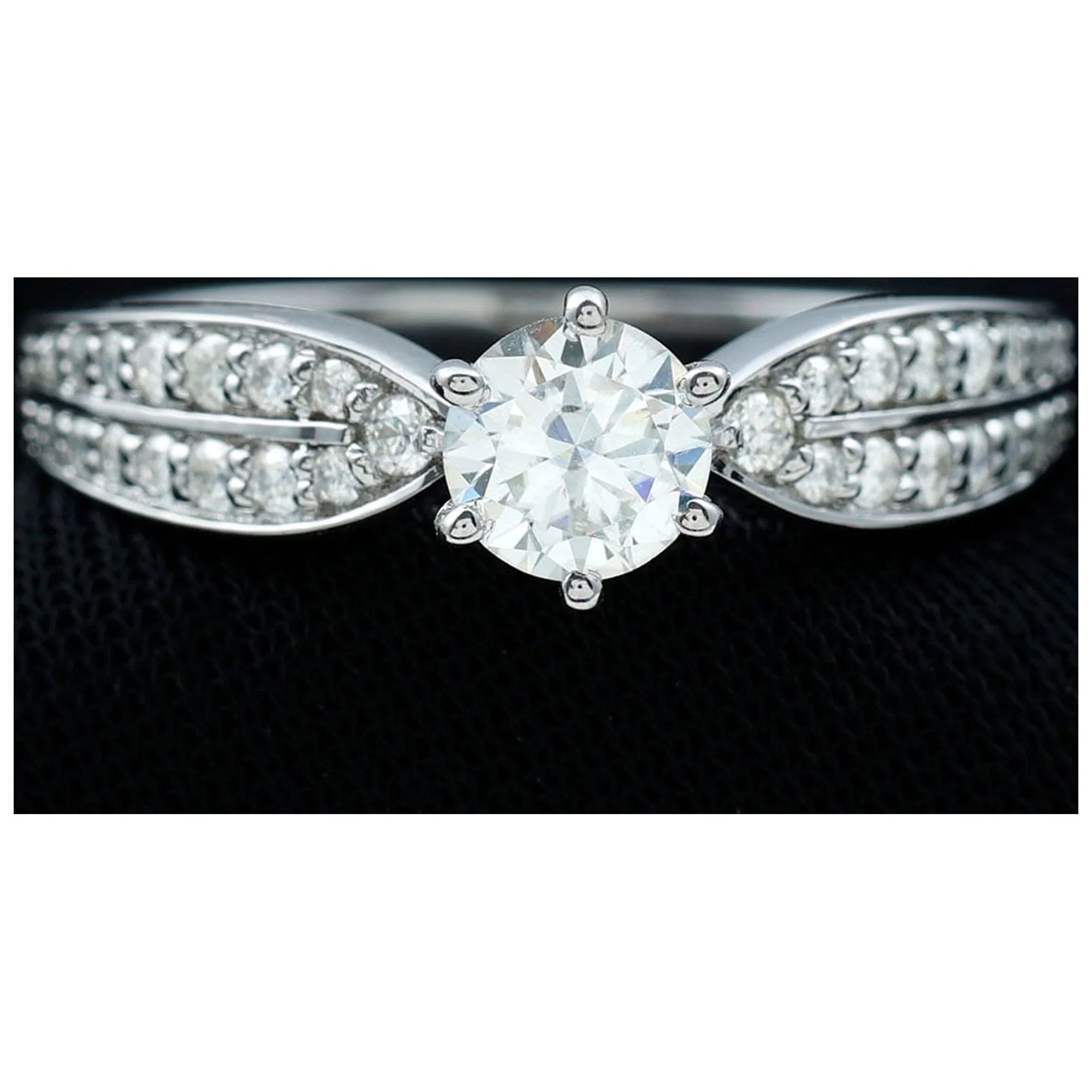 Moissanite Engagement Ring with Side Stones, 1 Carat, 925 Sterling Silver N664978