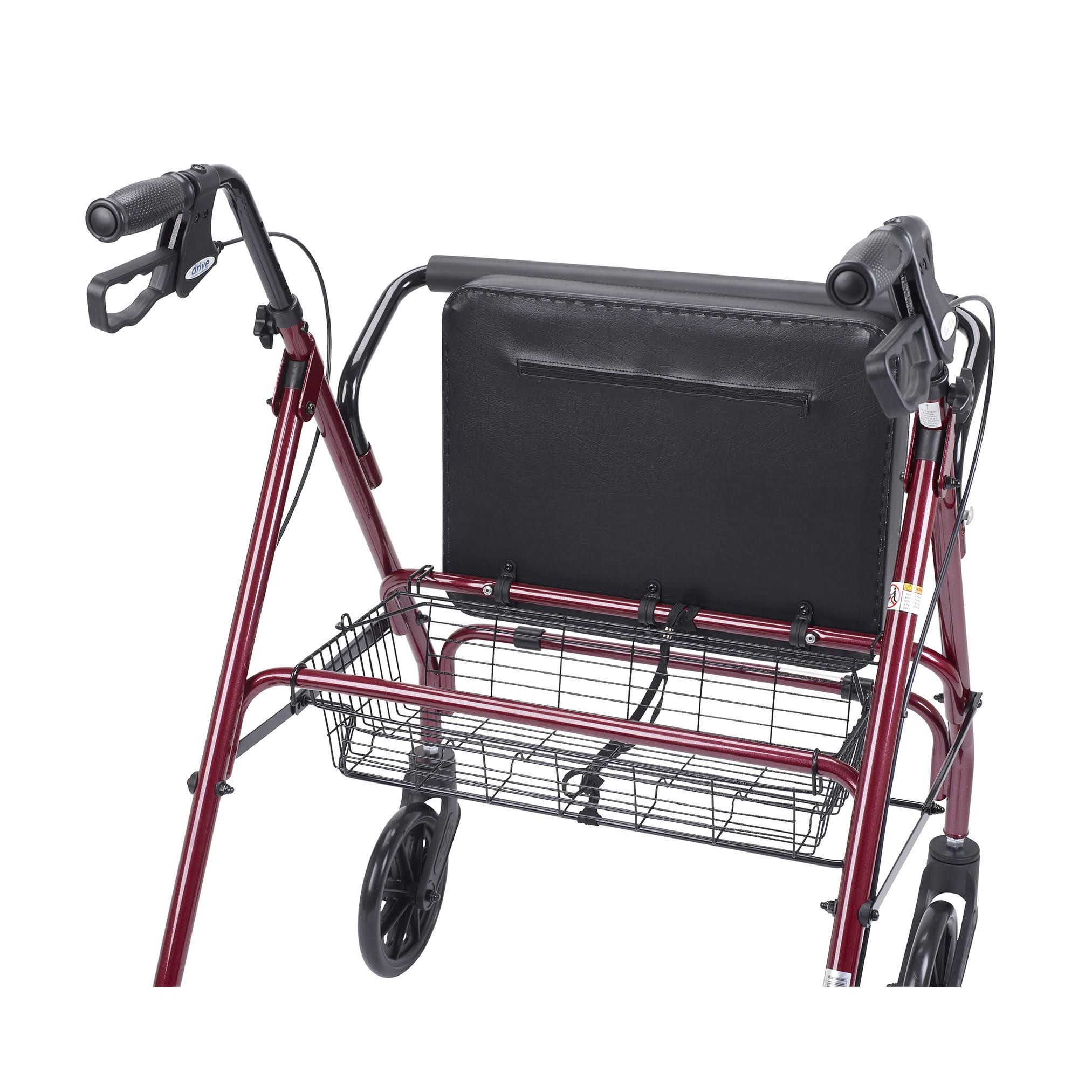 Heavy Duty Bariatric Rollator with Large Seat Red O640640