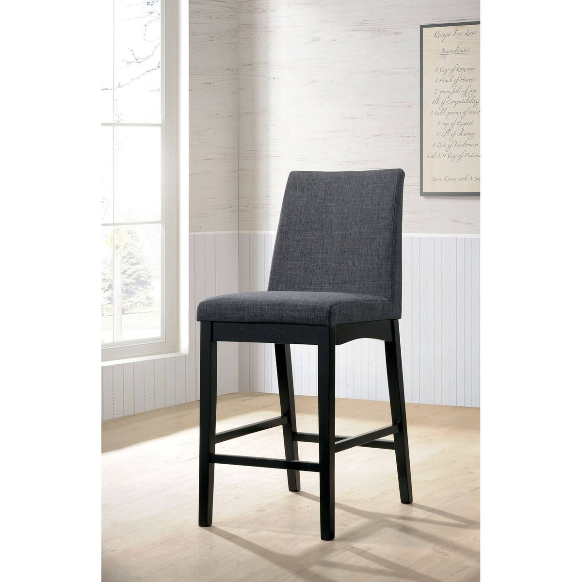 Wire-Brushed Oak/Black Counter Height Chair (Set of 2) J143