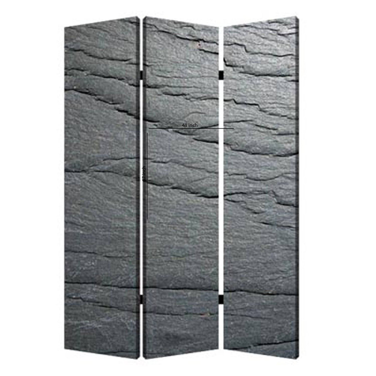 3 Panel Canvas and Metal Frame Room Divider, Slate Gray C273