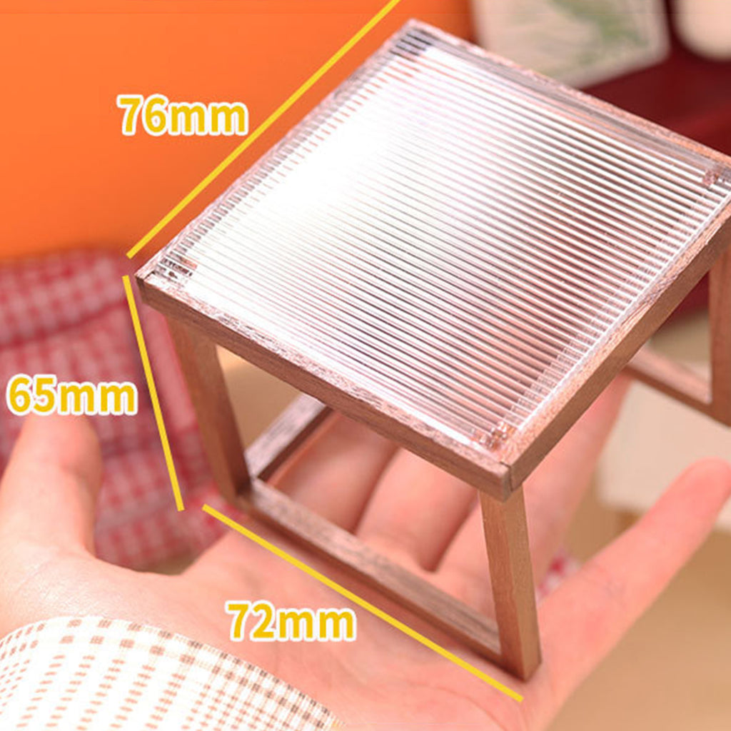 Mini Table Acrylic Black Walnut Wood for 1/12 Doll House T2897