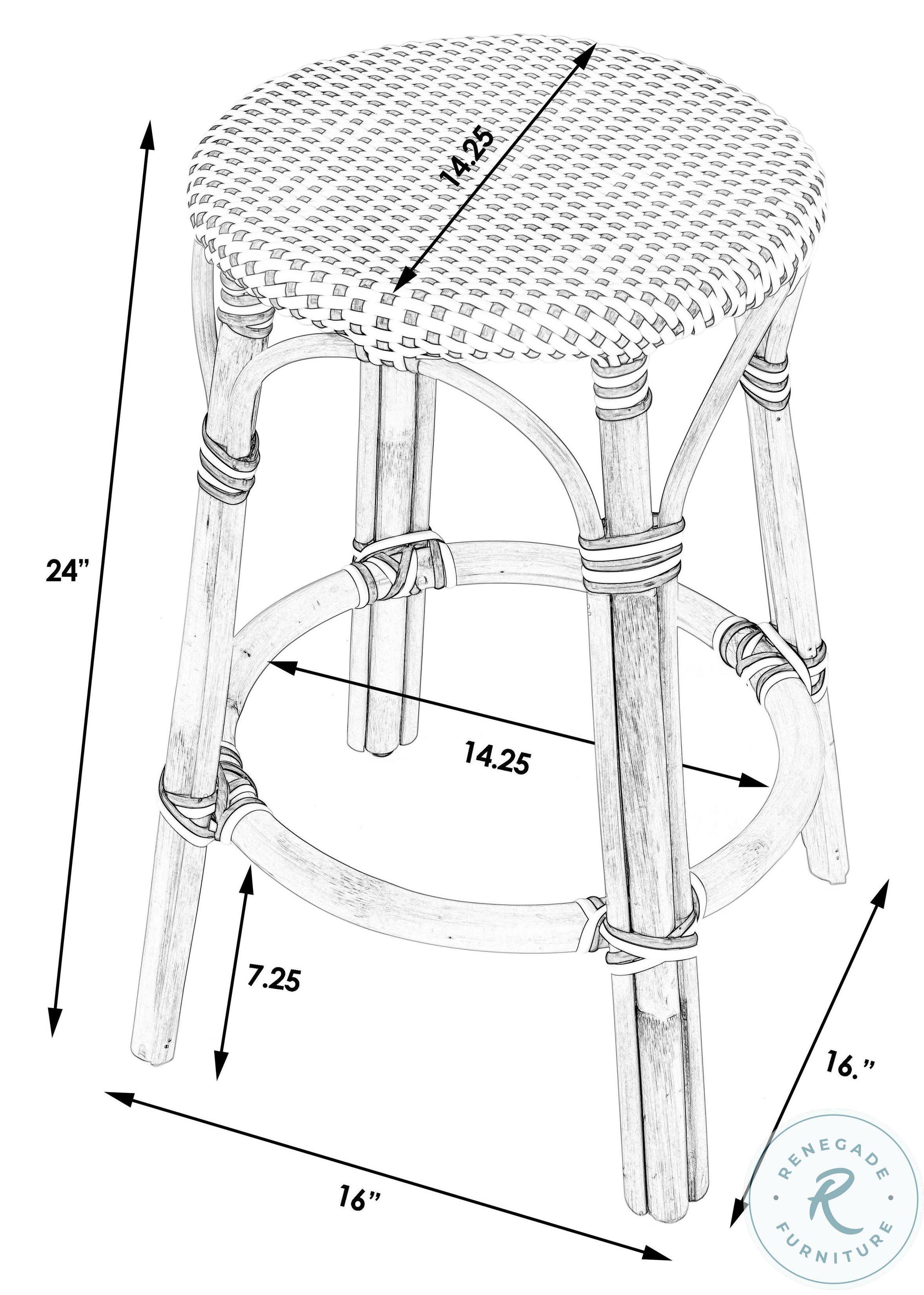 Grey & White Rattan Counter Stool M1050
