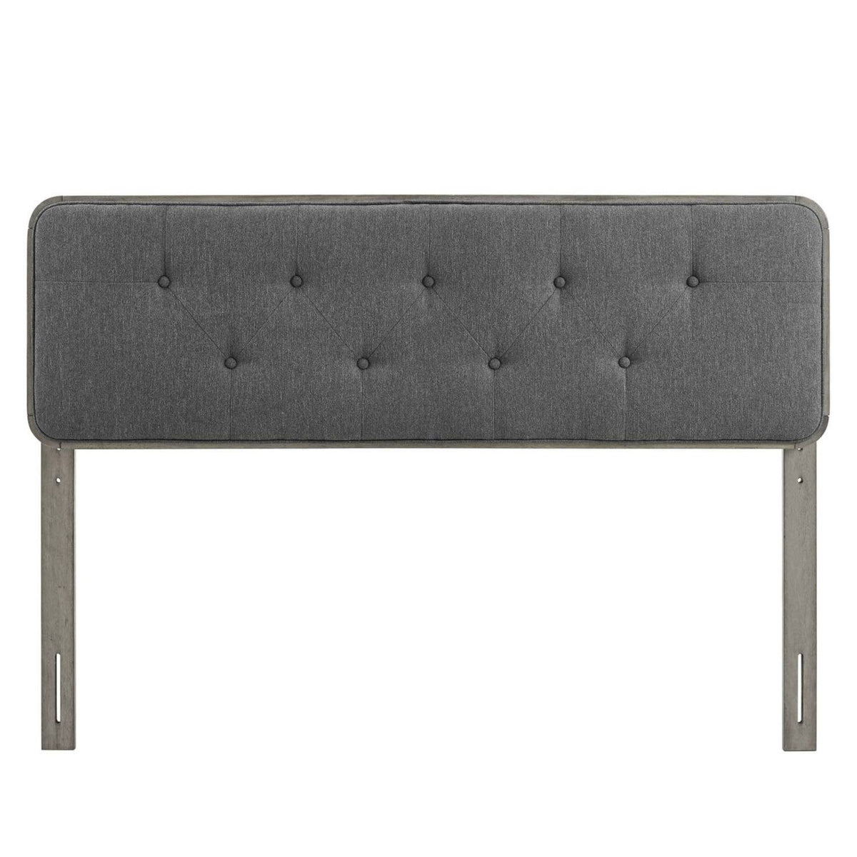 Tufted Wood Queen Headboard in Grey/Charcoal C34610