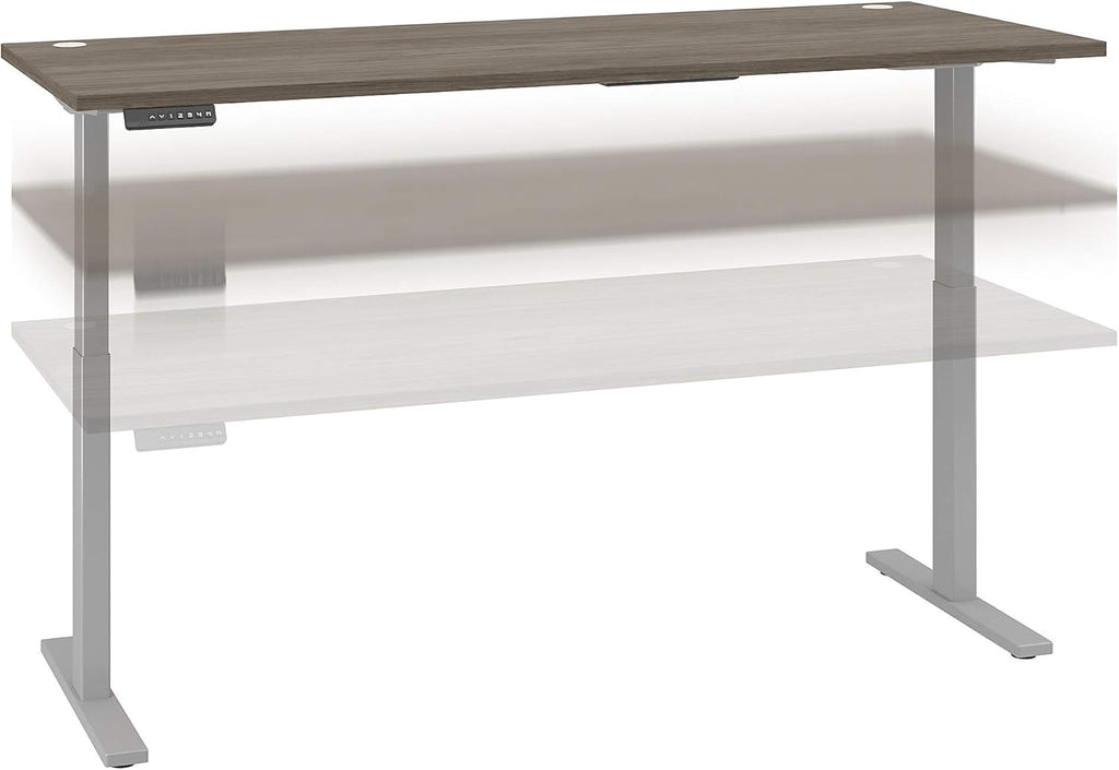 Height Adjustable Standing Desk, 72W x 30D, Modern Hickory with Black Base D636