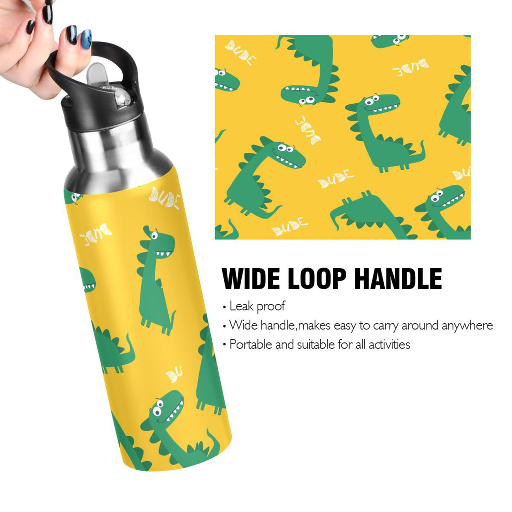 Yellow Stainless Steel Insulated Water Bottle with Straw Lid W287909