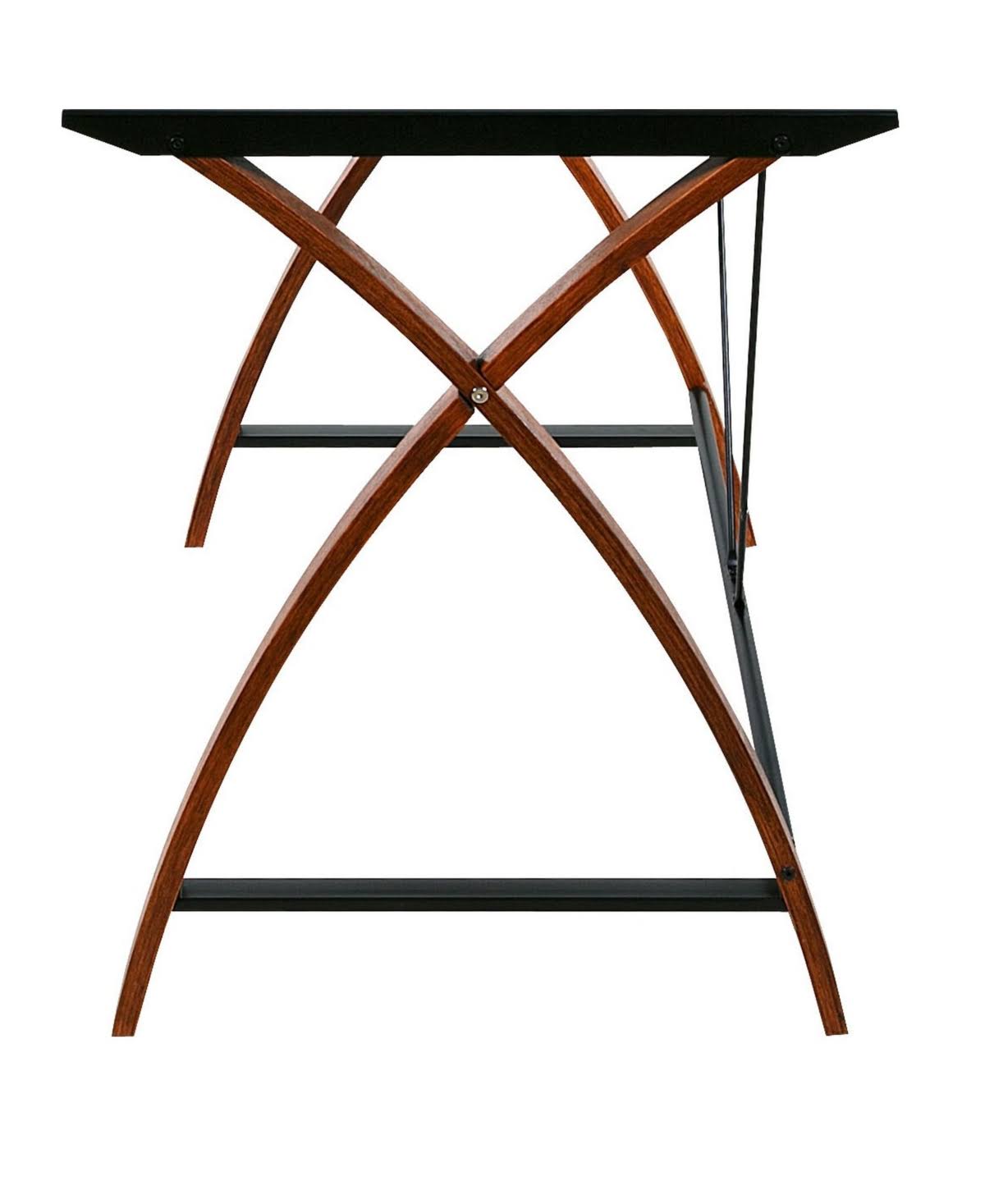 Black Glass and Wood Computer Desk A821133