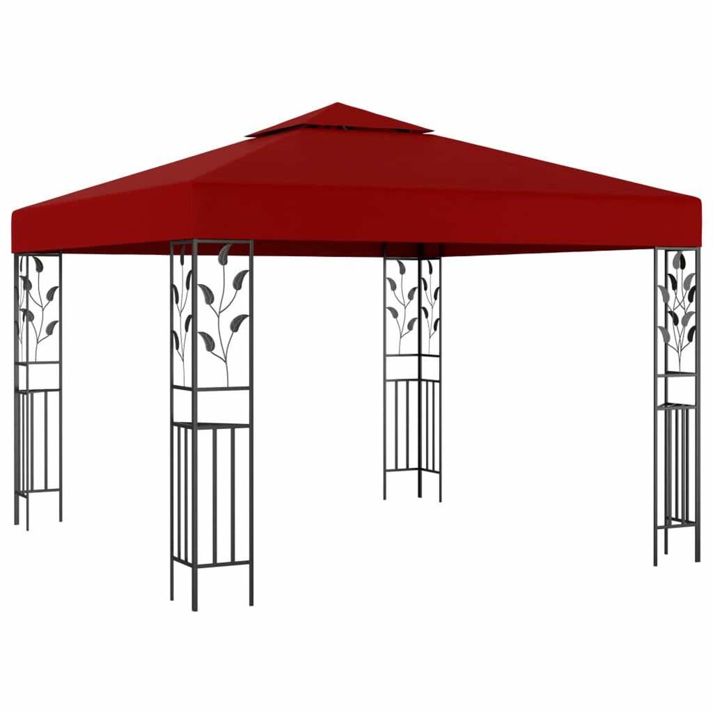 Steel Frame Gazebo Canopy Tent Sun Shelter Wine Red 118.1 x 118.1 x 98.4 Inches Q6201