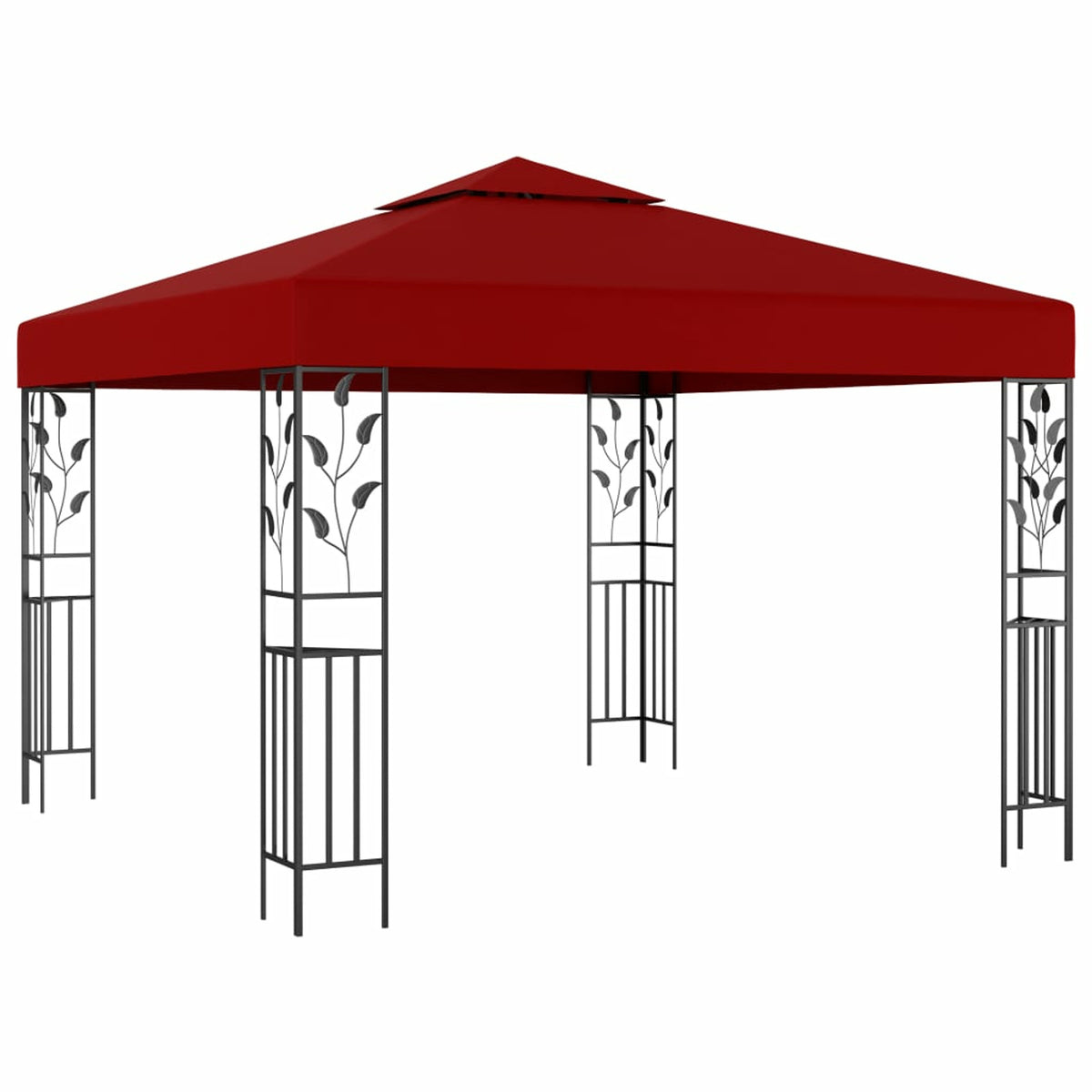 Steel Frame Gazebo Canopy Tent Sun Shelter Wine Red 118.1 x 118.1 x 98.4 Inches Q6201