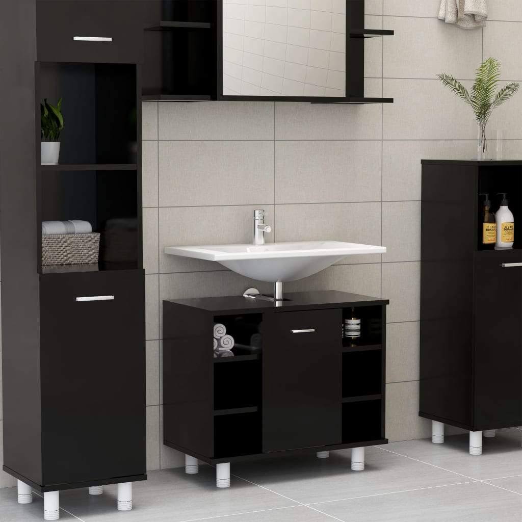 Black Chipboard Bathroom Cabinet H7215