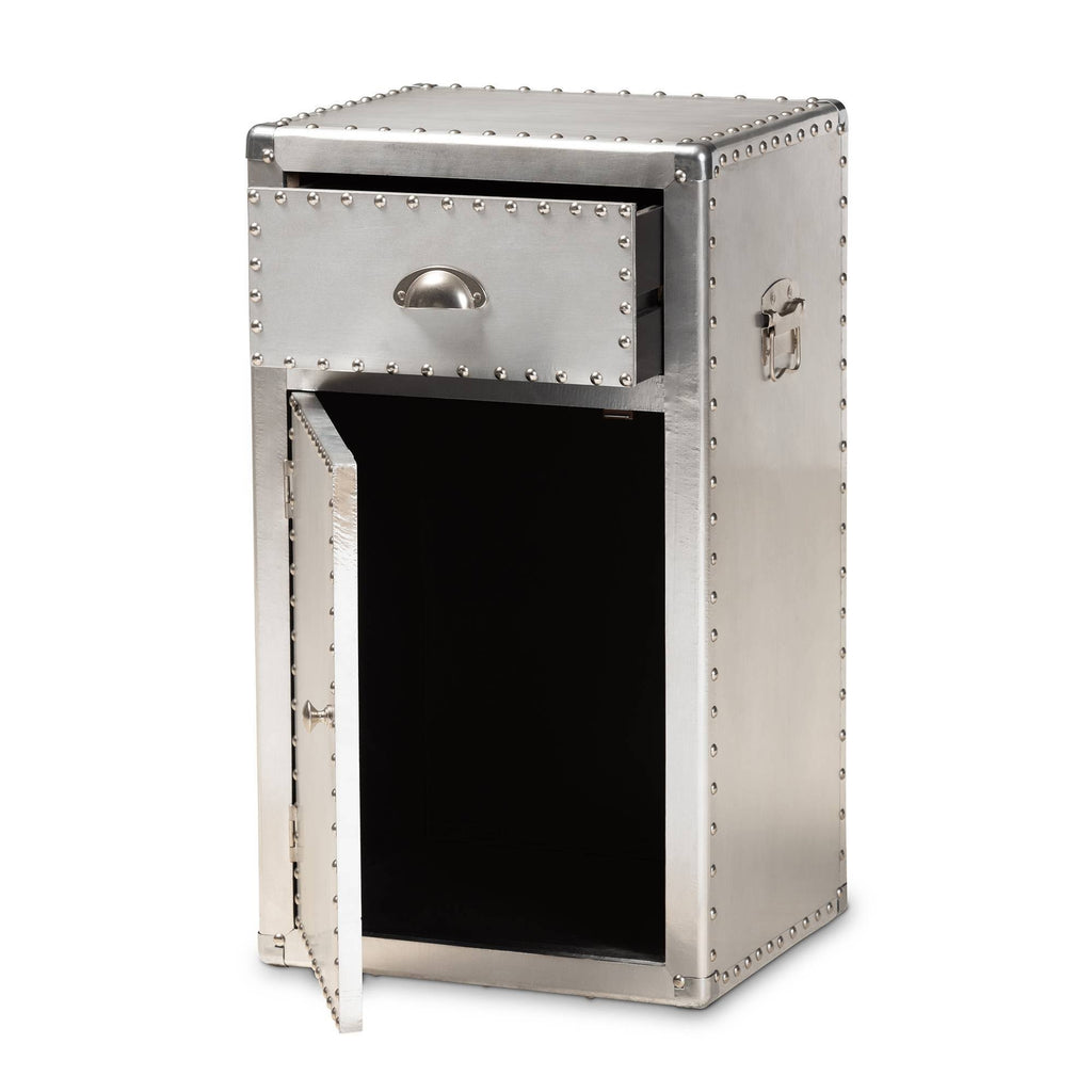 Silver 1-Door Metal Accent Storage Cabinet K88270