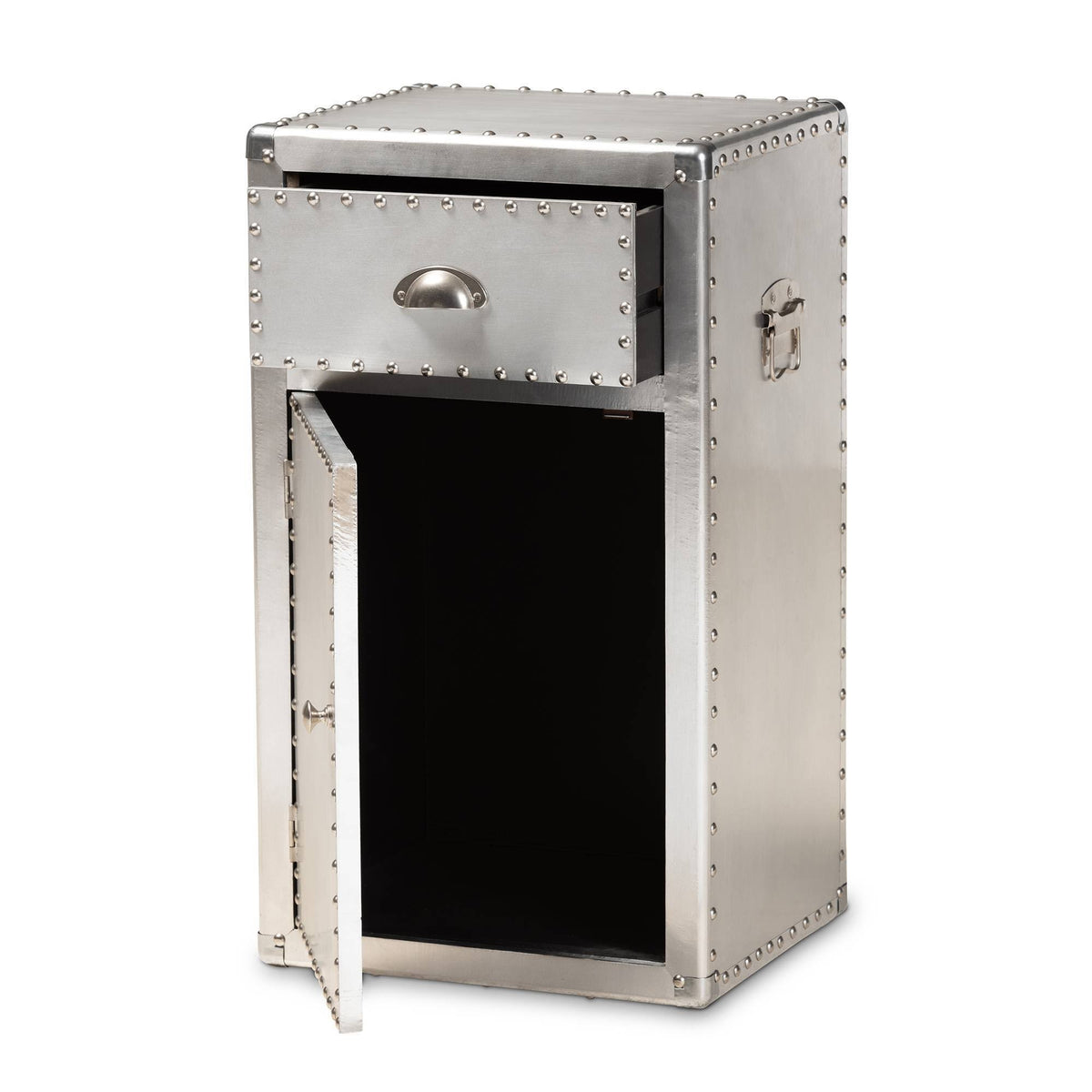 Silver 1-Door Metal Accent Storage Cabinet K88270