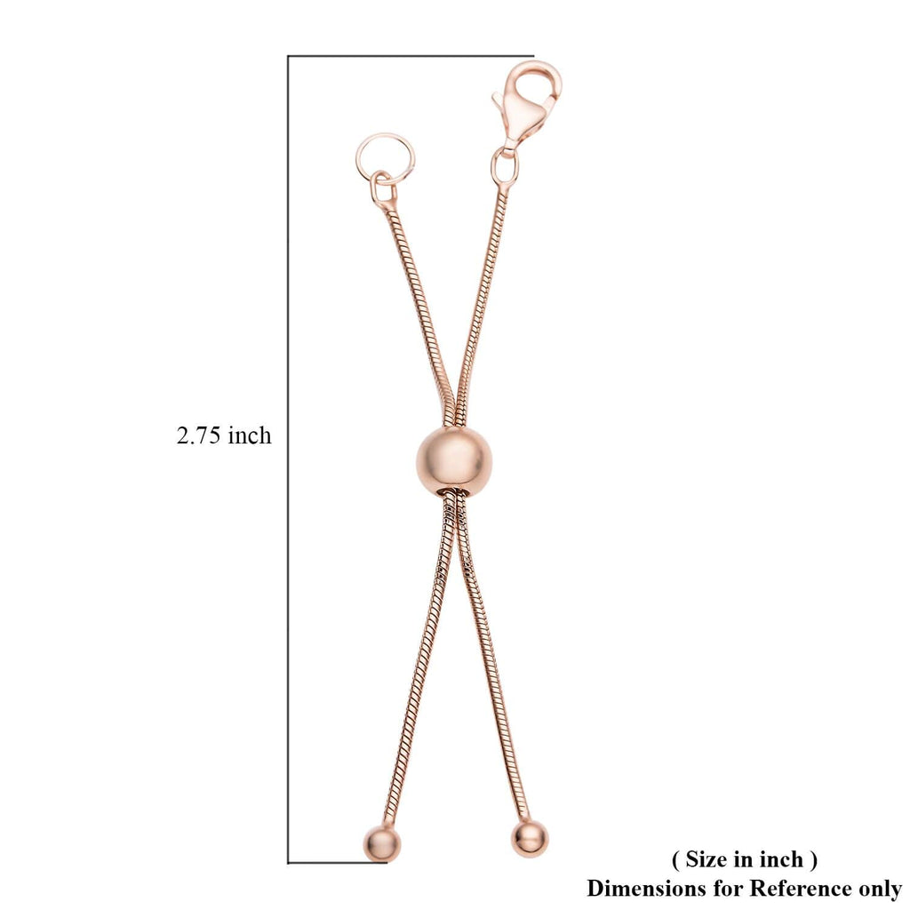 925 Sterling Silver 14K Rose Gold Plated Beaded 9mm Lobster Lock Snake Extender Chain 6mm Adjusting Bead Y63734