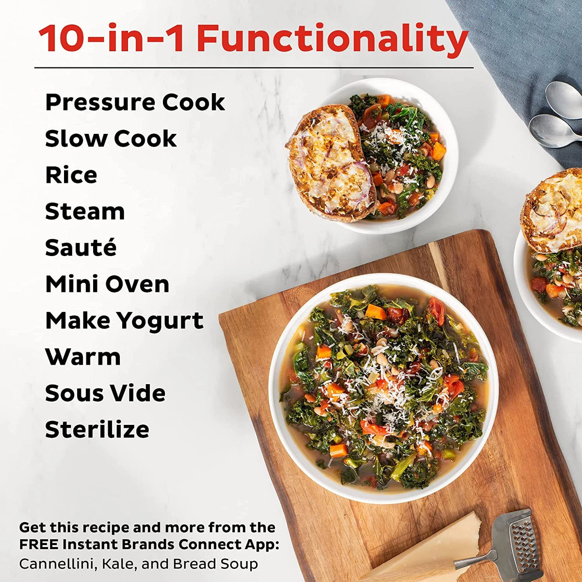 10-in-1 Slow Cooker, Rice/Grain Cooker, 8 Quart Ceramic Non Stick Inner Cooking Pot L89414