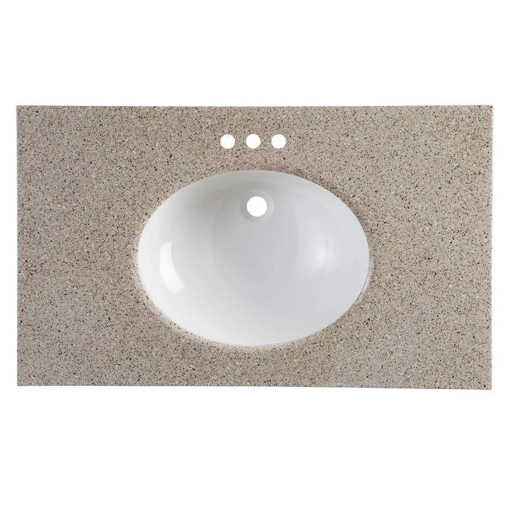 Solid Surface Vanity Top in Caramel with White Sink Y429