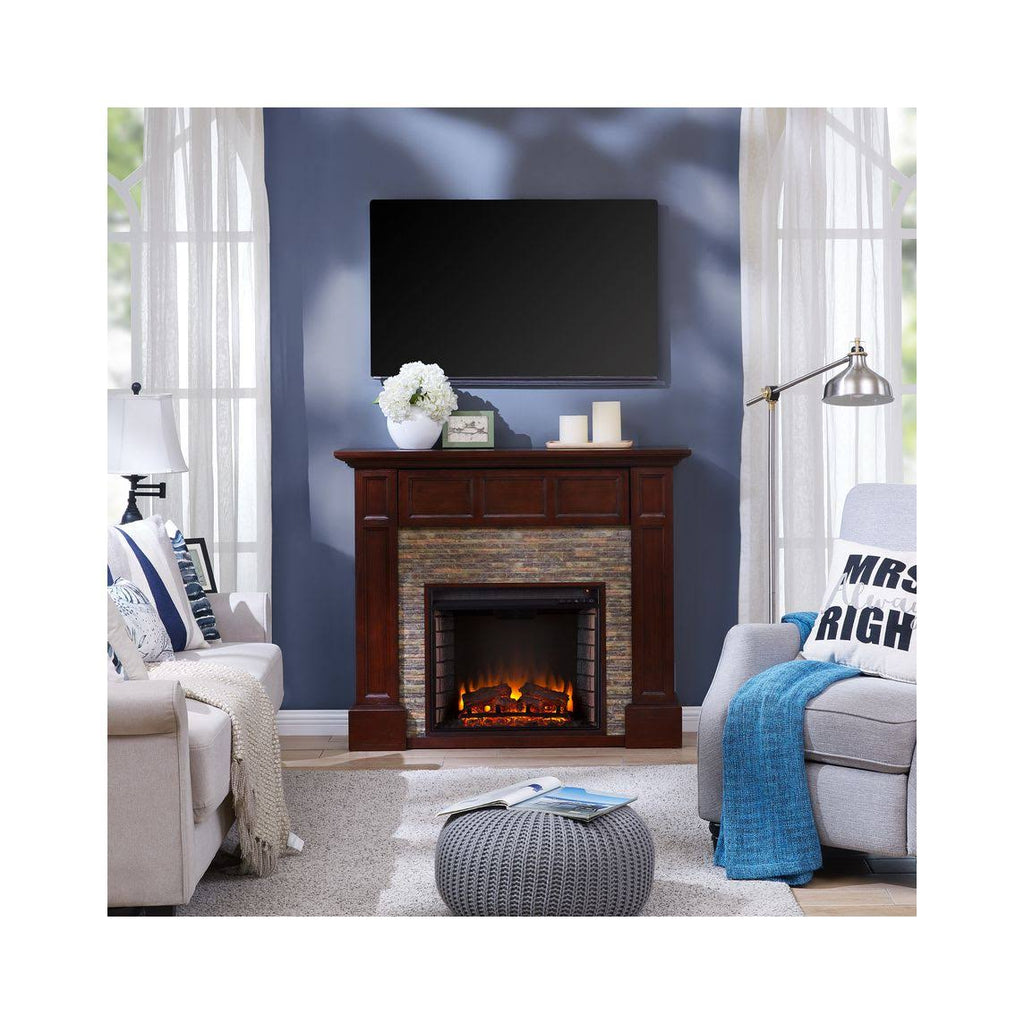 Faux Stone Media Fireplace L817