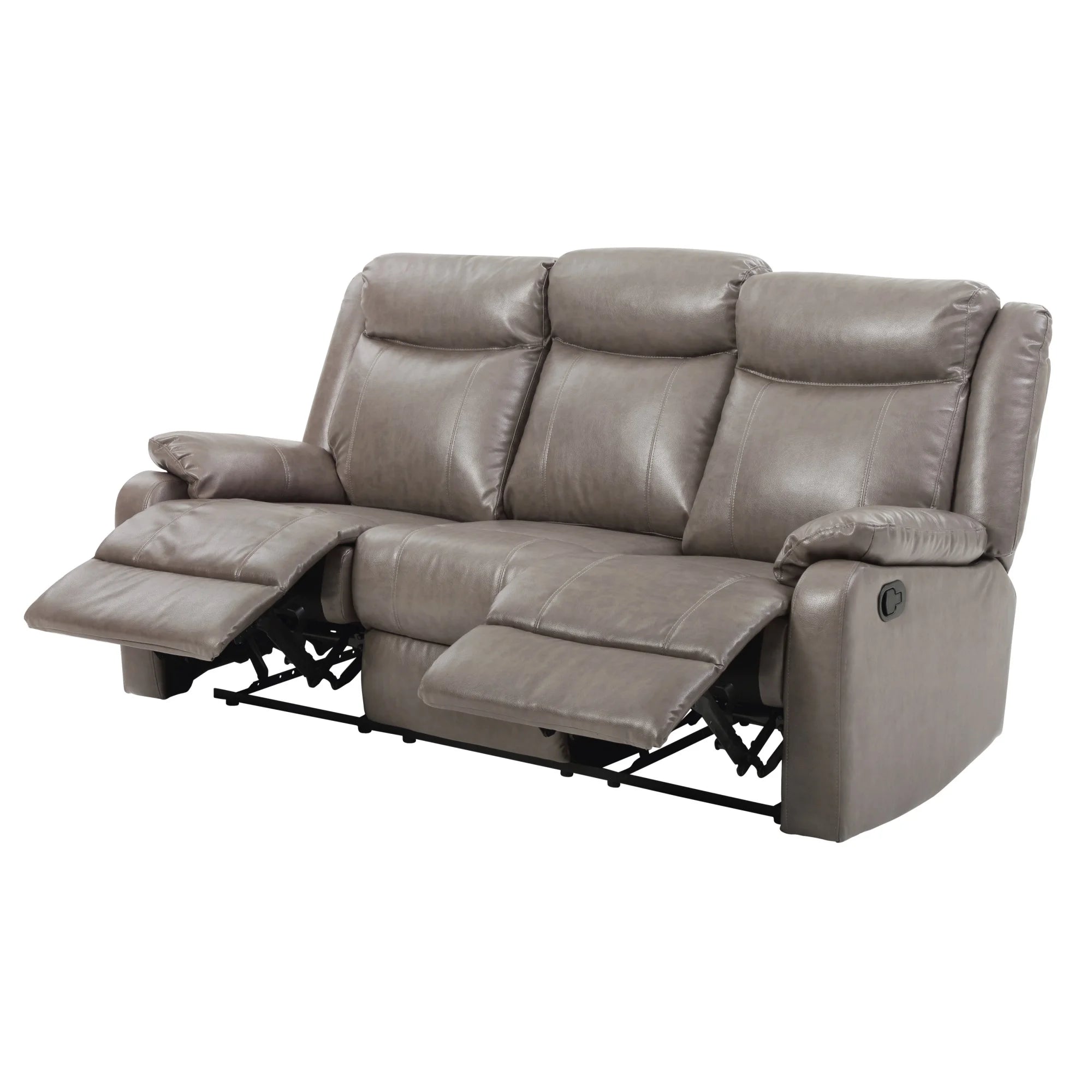 Gray Faux Leather 3-Seater Reclining Sofa L873415