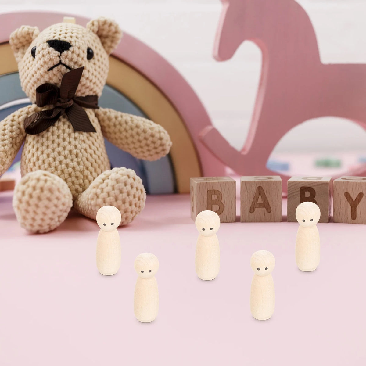 20 Pcs Wooden Peg Dolls DIY Childrens Toys O635