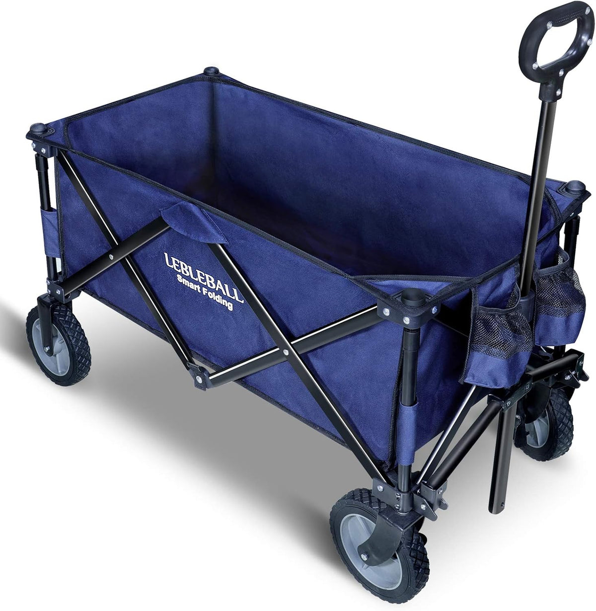 Orange Folding Utility Wagon Cart with 2 Cup Holders and Big Brake Wheels V88088