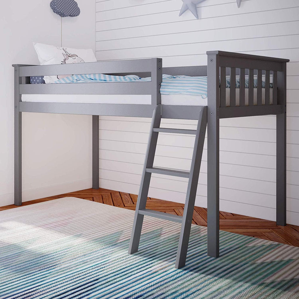 Twin Low Loft Bed with Staircase, White L769555