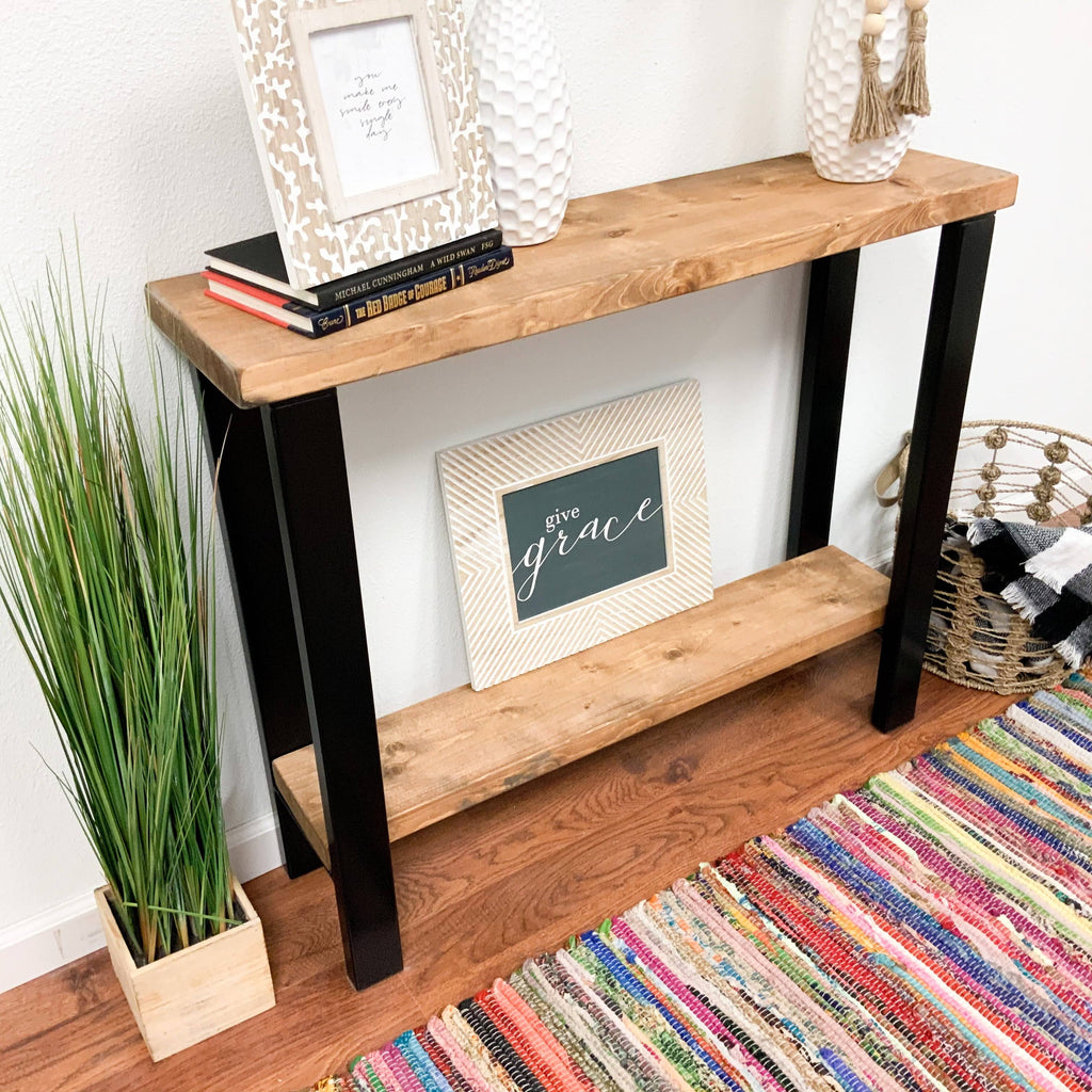 Dark Walnut Solid Wood Console Table L158