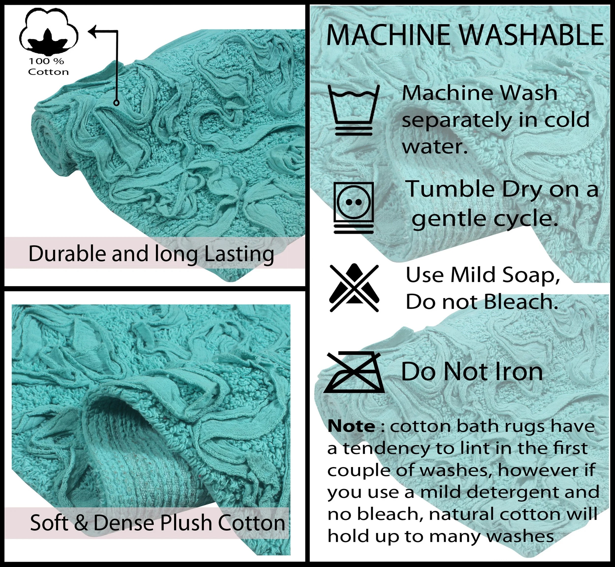 Turquoise 5 Piece Cotton Bath Rug Set Y803